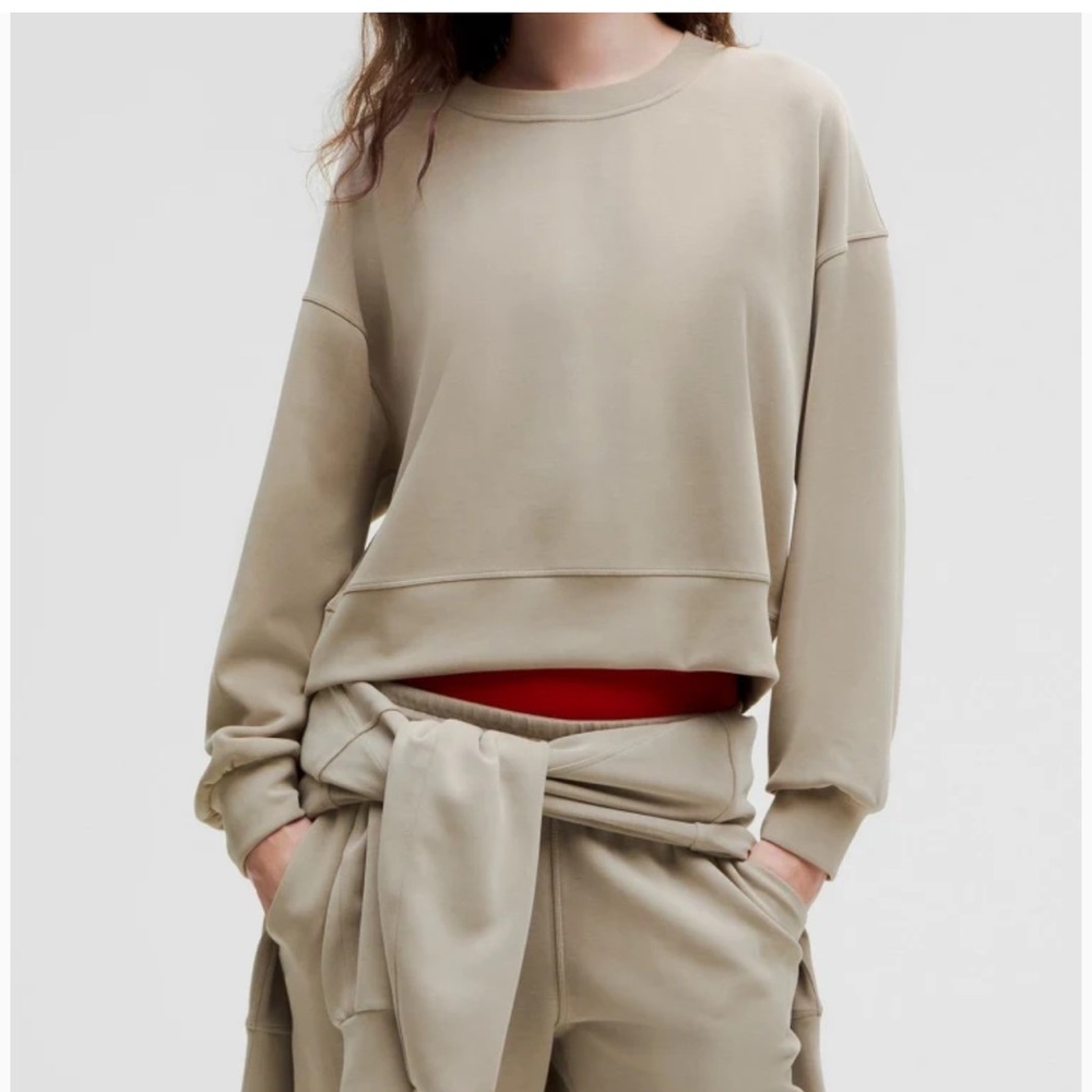 🔥Lululemon Perfectly Oversized Softstreme Crew NUDE  Riverstone SzS/M PriceFirm